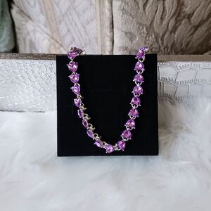 Purple Hearts Sterling Silver Bracelet